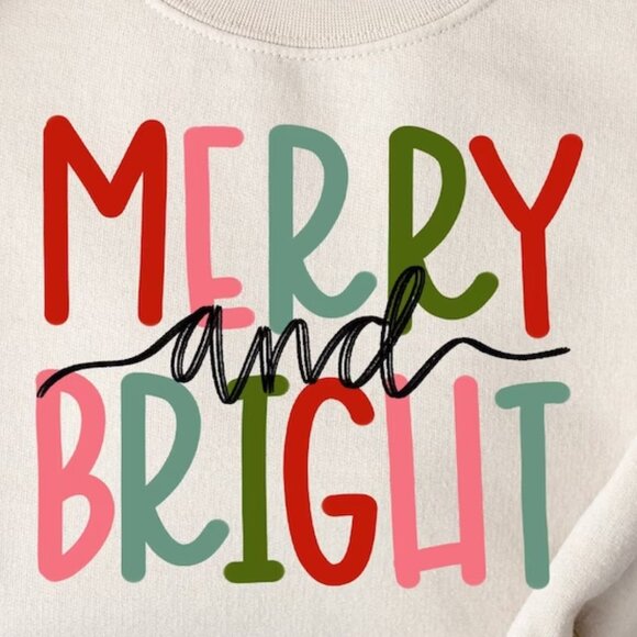 Merry and Bright Sweatshirt, Cute Family Christmas Sweatshirt 141 - Picture 2 of 5